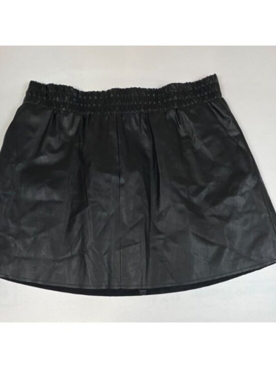 BCBGMAXAZRIA Dresses & Skirts - BCBGMAXAZRIA Women Size L Black Laika Faux Leather Mini Skirt Elastic Waist